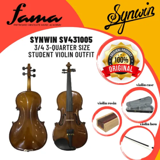 [FAMA]Synwin SV431005 3/4 3-Quarter Size Student Violin Outfit (SV1005)